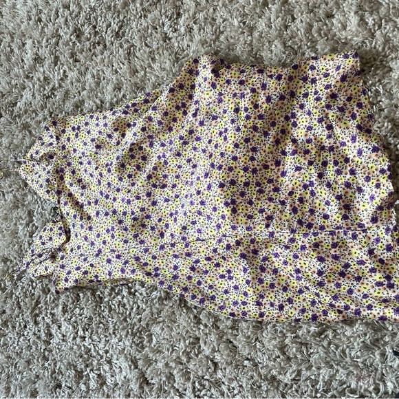 ZARA AW21 RUSHED DRAPED SATIN EFFECT FLORAL DRESS Size SMALL - Picture 6 of 12